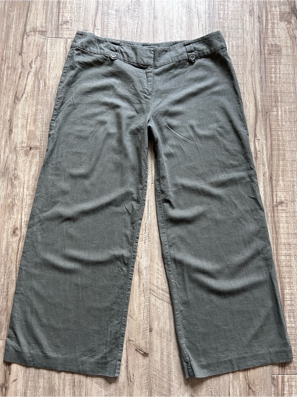 Linen blend Wide-Leg Casual cropped Pants festival summer beachy neutral natural